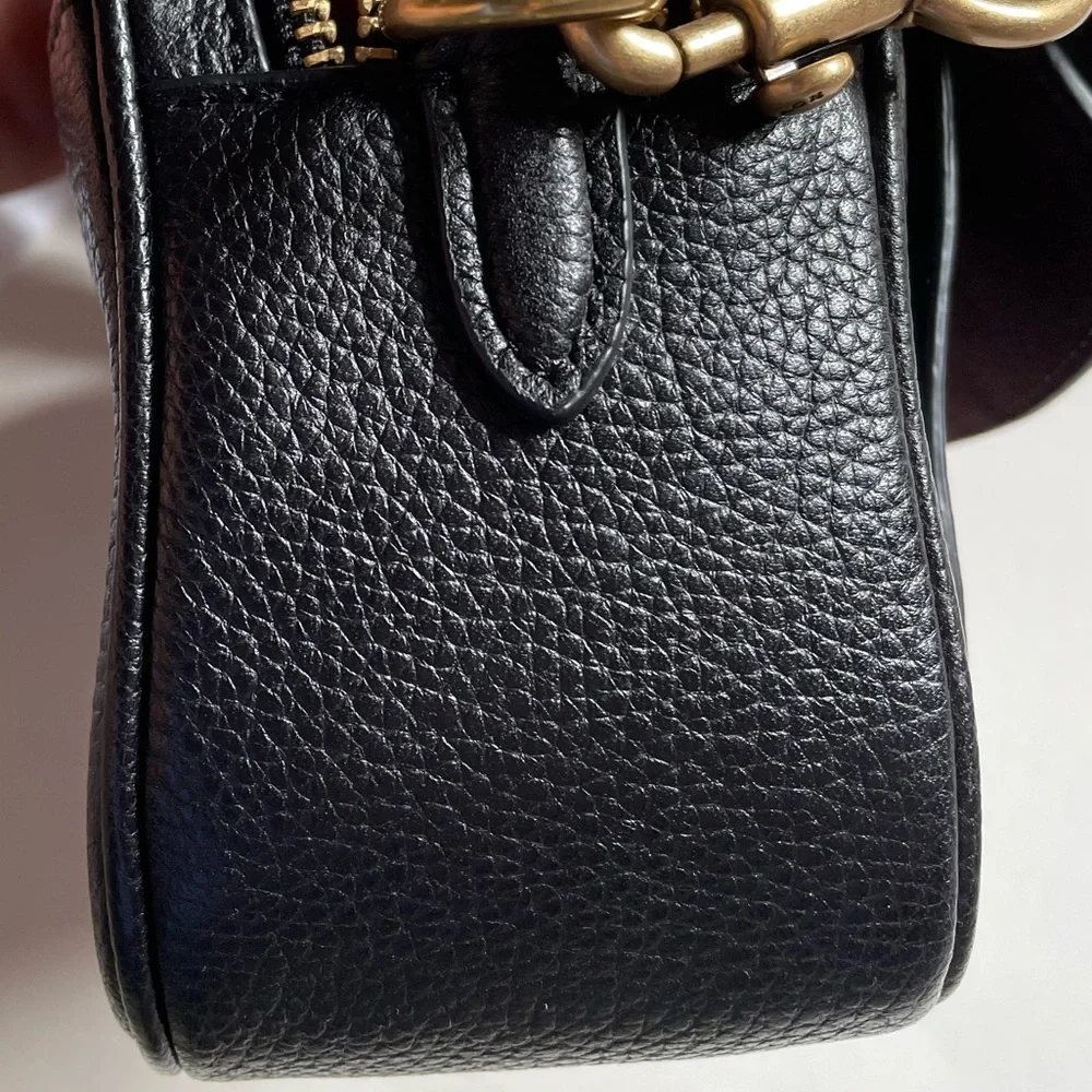 Coach Black Leather Crossbody Camera Bag with Gold Hardware - Picture 5 of 15
